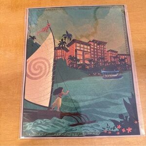 Disney DVC Moana Tropical Adventure Poster - Green and Orange. 8x10